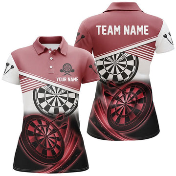 Dames Darts Polo Shirt in Rood en Zwart Q560