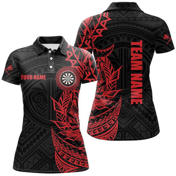Dames Polo Shirt met Rode Tribale Darts Y704