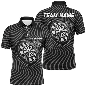 Heren Polo Shirt in Zwart en Grijs met Golfpatroon W262