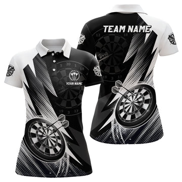 Dames Darts Polo Shirt in Zwart en Wit O5645