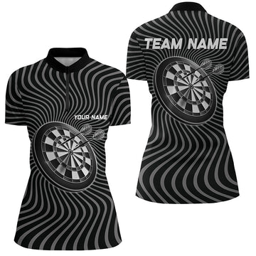 Dames Dartshirt met Kwartrits in Zwart en Grijs V812