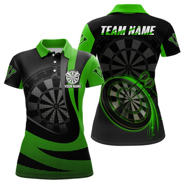 Dames 3D Darts Polo Shirt in Zwart en Groen X189