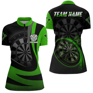 Dames Zwart-Groen 3D Darts Trui met Rits LDT1030 Z672