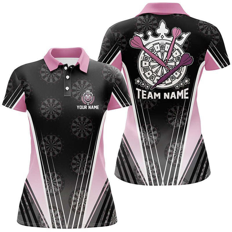 Dames Polo Shirt met Zwarte en Roze Kroon V339
