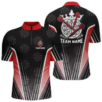 Heren Zwart Rood Dart 1/4 Zip Trui E817