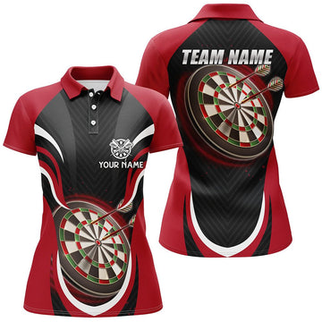 Dart Polo Shirt voor Dames in Zwart en Rood L1392