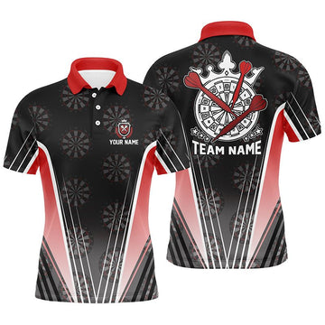 Heren Darts Poloshirt in Zwart en Rood E817