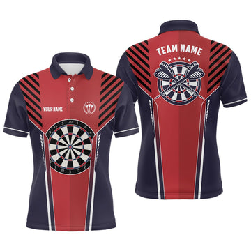 Heren Darts Polo Shirt in Rood en Marineblauw X336