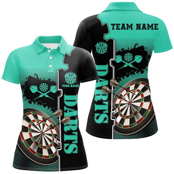 Turquoise en Zwarte Darten Polo voor Dames L1449