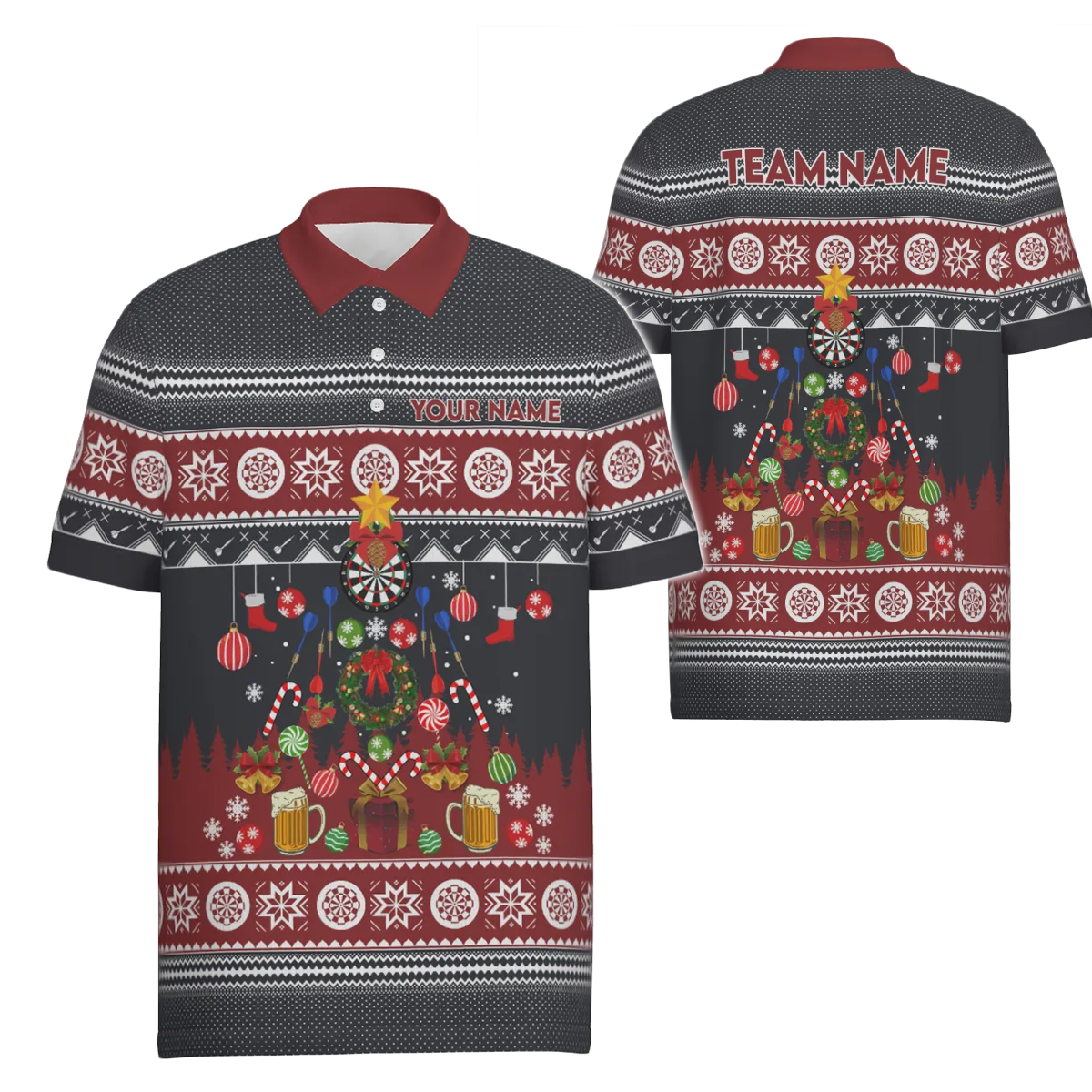 Heren Kerst Darts Poloshirt V118