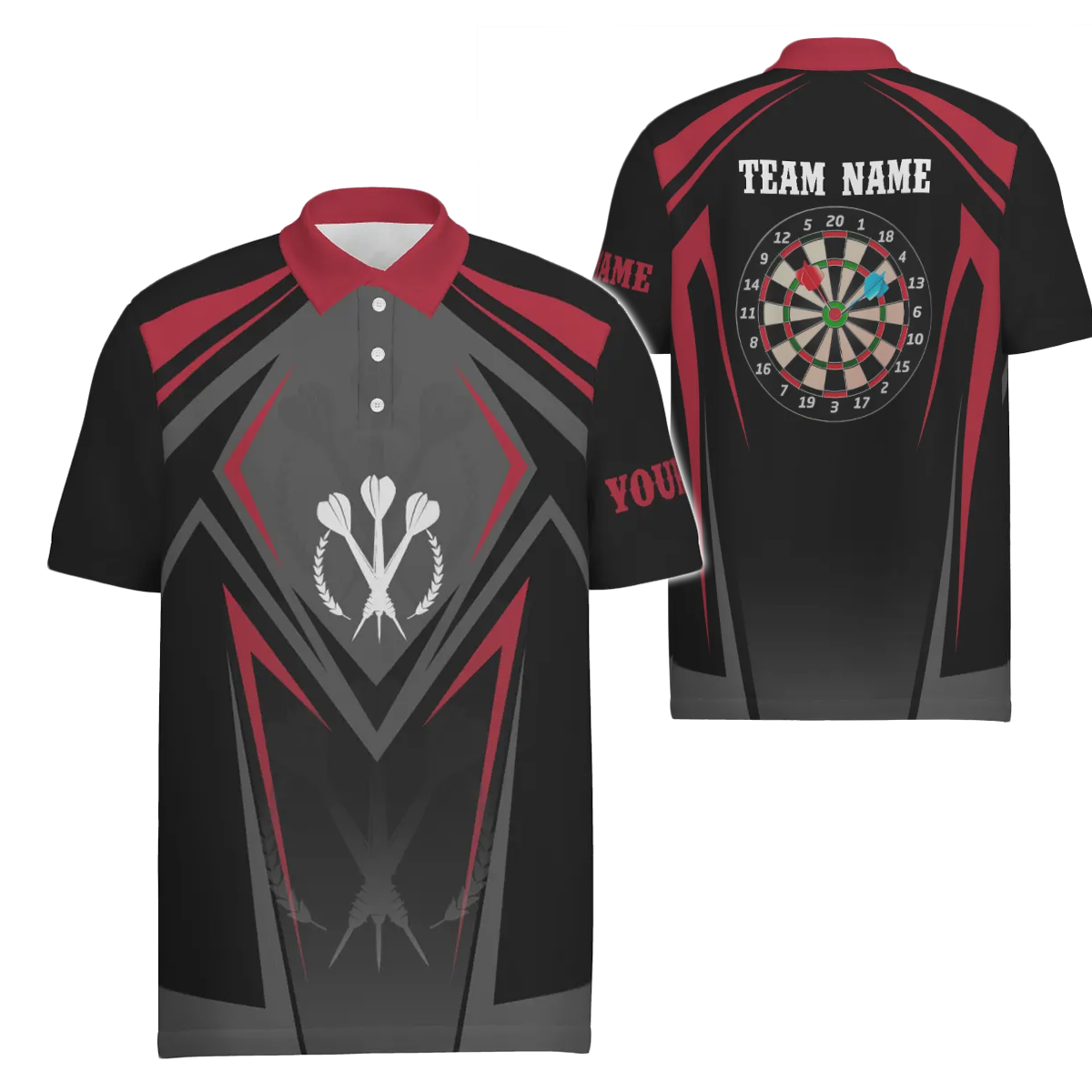 Heren Zwarte Sport Darts Polo Shirt P124