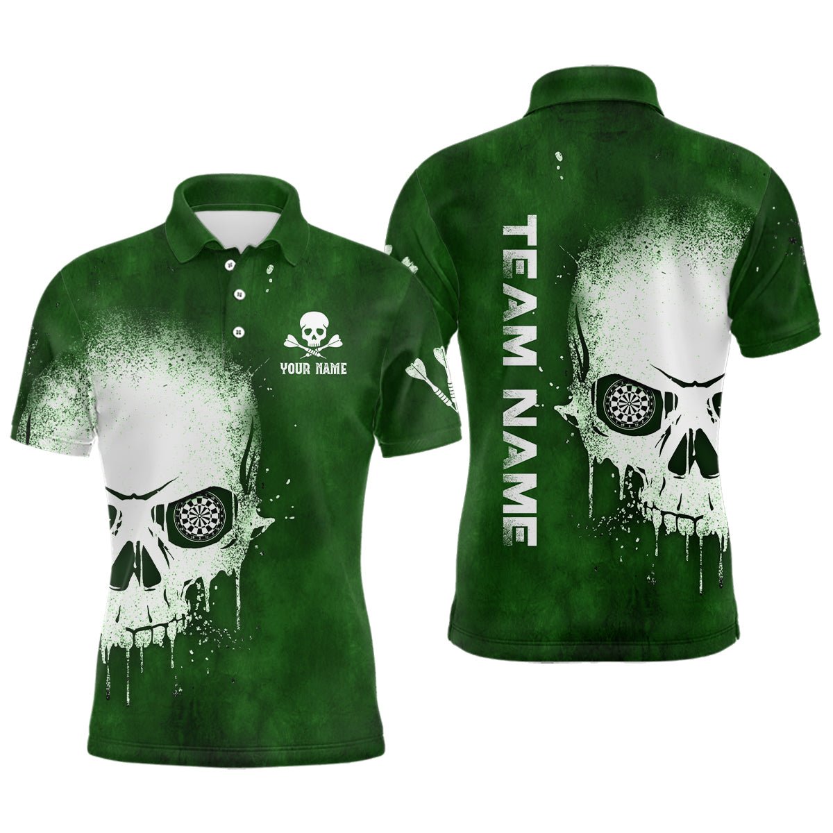 Groene Darts Polo Shirt met Skull voor Mannen L1374