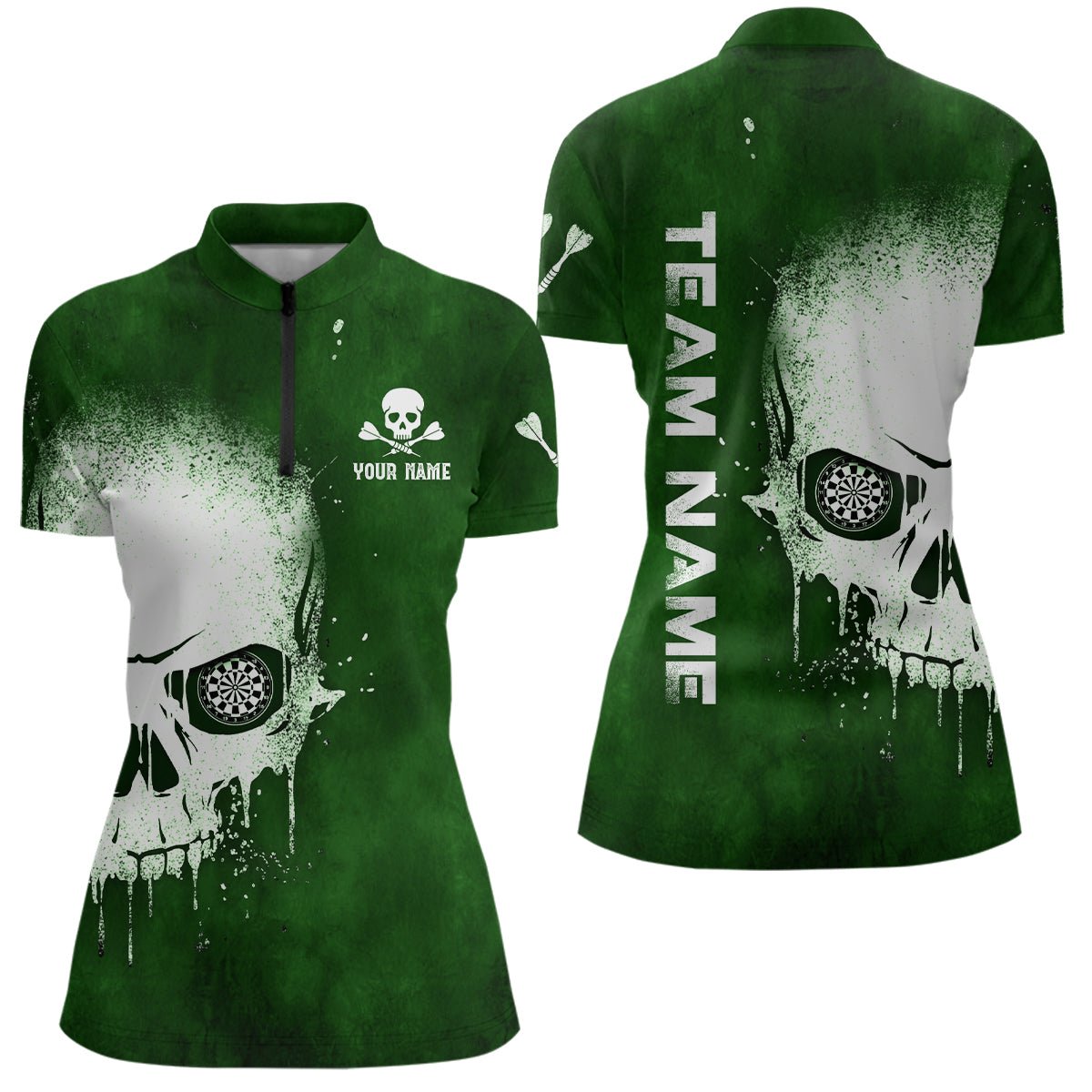 Dames Groene Dart Kwart Rits Shirt L1374