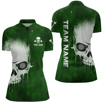 Dames Groene Dart Kwart Rits Shirt L1374