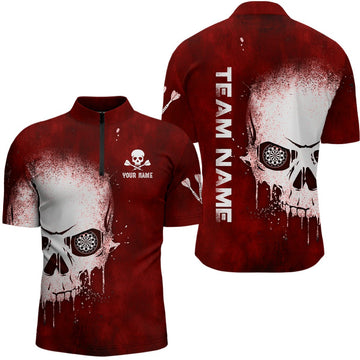 Rode Skull Kwart-Ritssluiting Dartshirts voor Mannen L1375