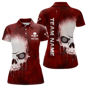 Dames Rood Skull Dart Poloshirt L1375