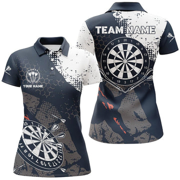 Dames Retro Darts Poloshirt in Marineblauw/Wit W767