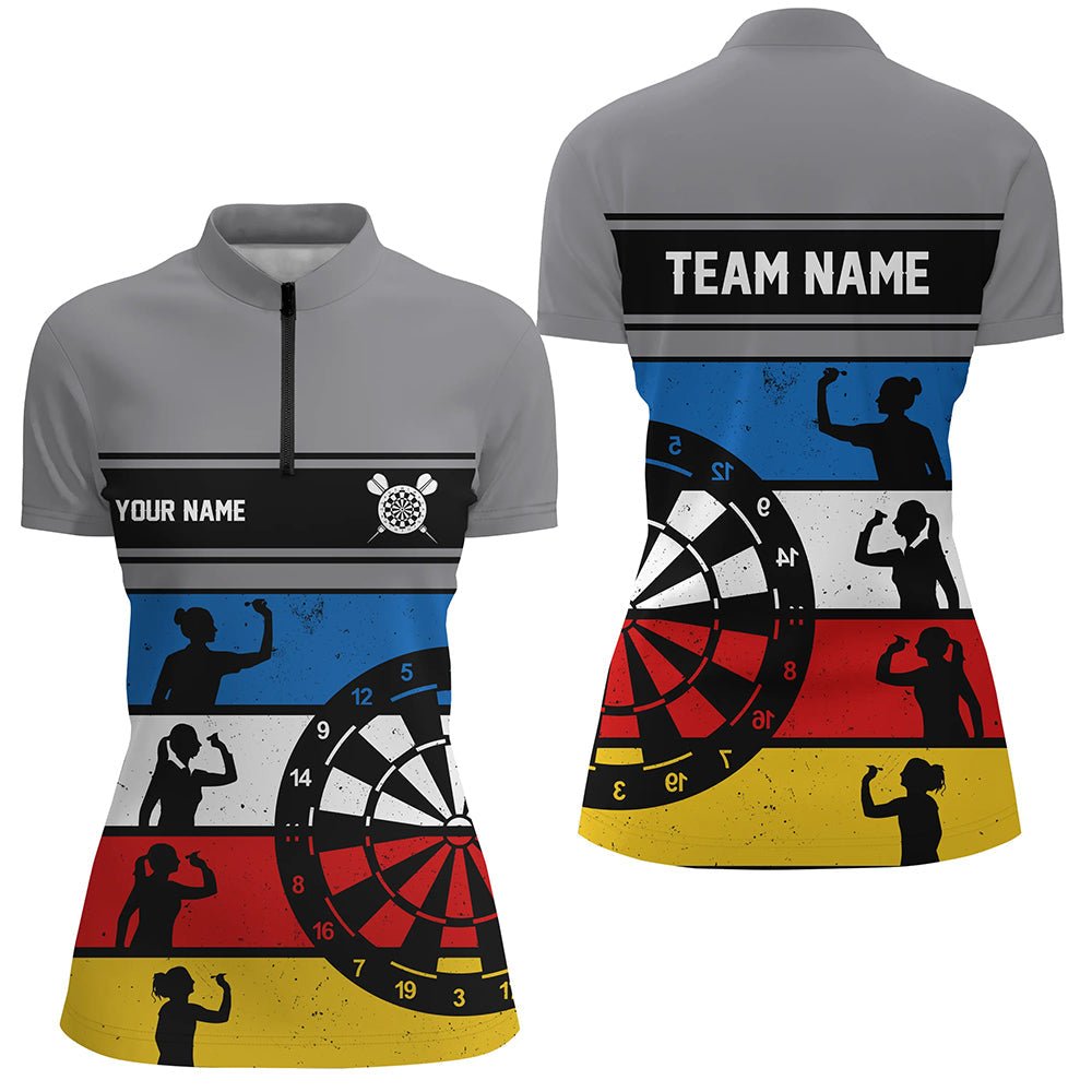 Retro Kleurrijke Darts Poloshirt voor Dames L1341