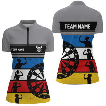 Retro Kleurrijke Darts Poloshirt voor Dames L1341