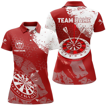 Dames Retro Rood-Witte Dart Poloshirt Z694