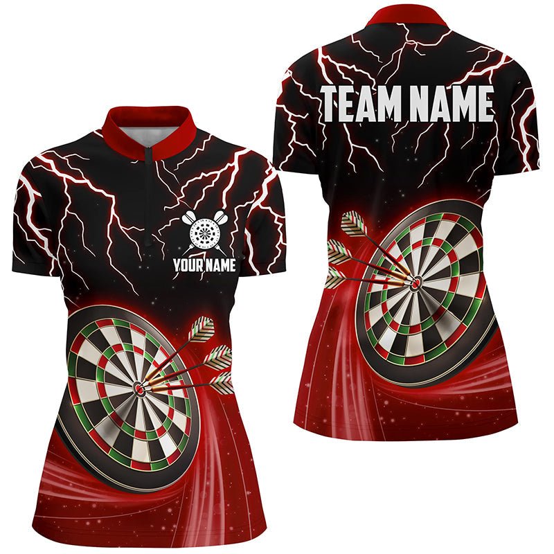 Dames Dartshirt met Halve Rits in Zwart-Wit L1455