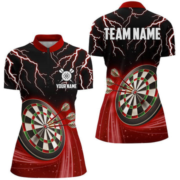 Dames Dartshirt met Halve Rits in Zwart-Wit L1455