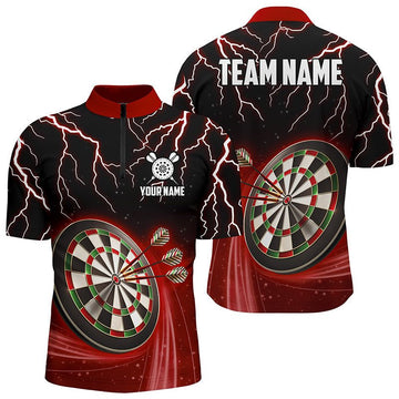 Heren Rood Bliksem Darts Quarter-Zip Shirt L1455
