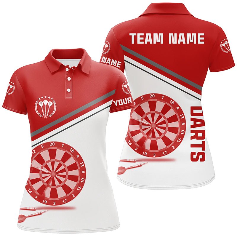 Dames Darts Polo Shirt in Rood en Wit L1297