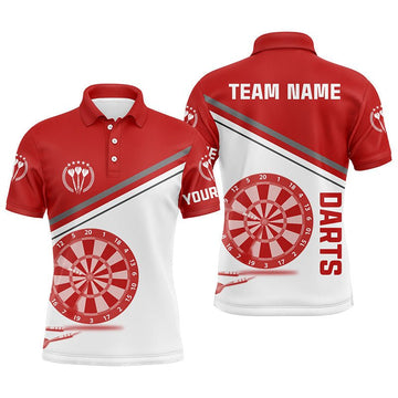 Heren Darts Polo Shirts in Rood en Wit R1711