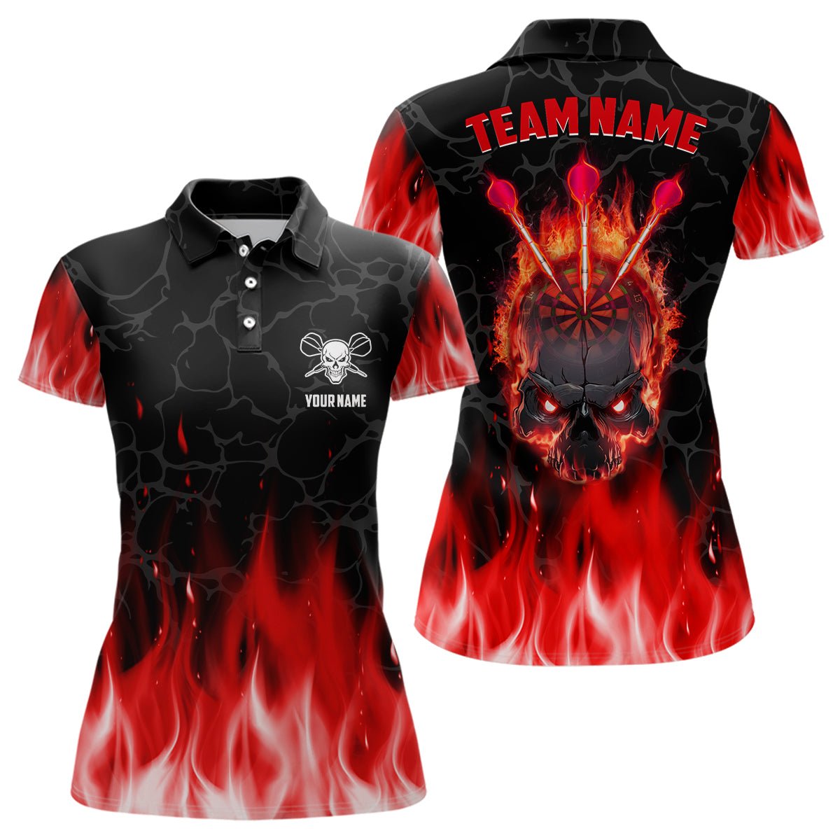 Dames Vlam Skull Darts Polo Shirt J506