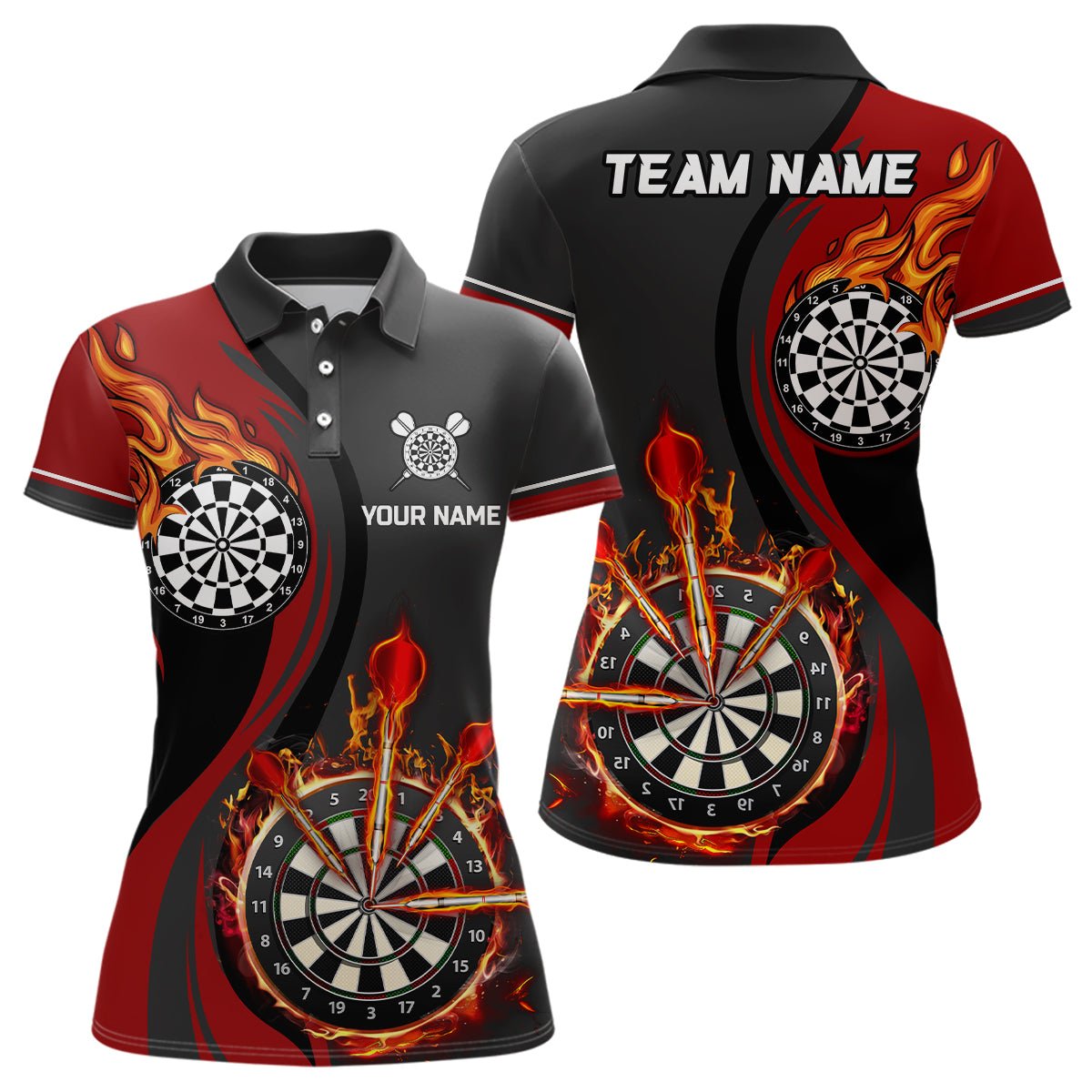 Rode Vlam Darts Poloshirt voor Dames L1475