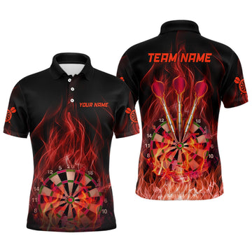 Rode Vuurvlammen Dartbord Darts Poloshirt voor Mannen l1327
