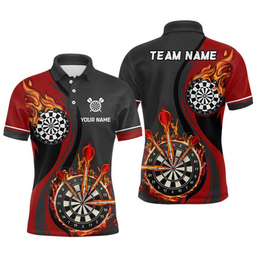 Rode Vuurvlammen Darts Poloshirt voor Mannen L1475