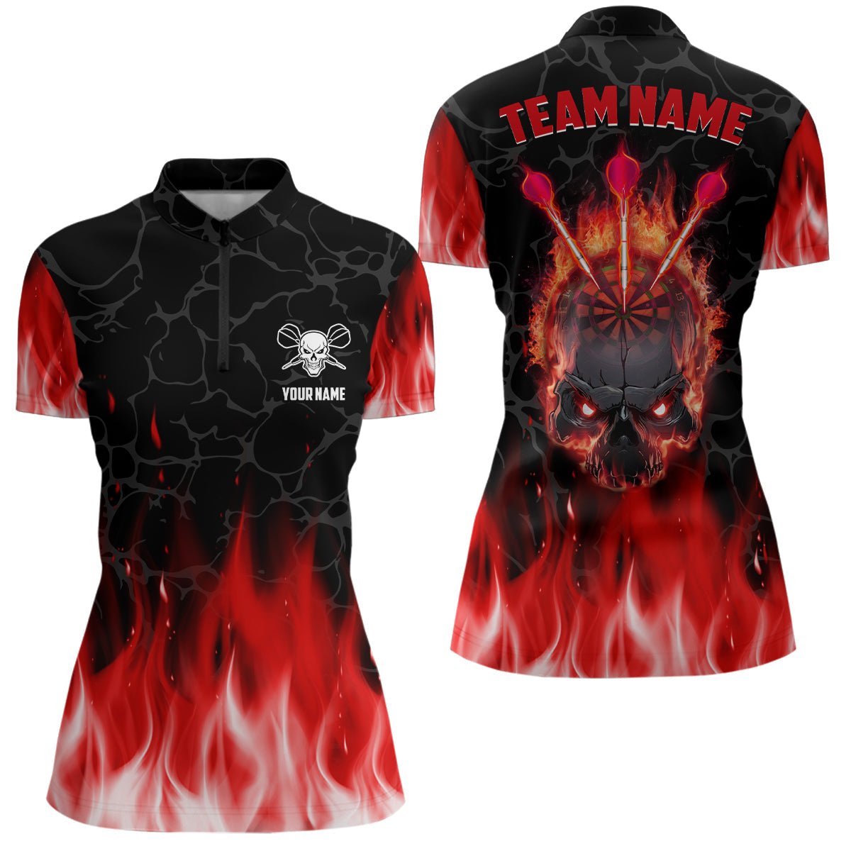 Dames Griezelige Skulls 1/4 Zip Dartshirt T555