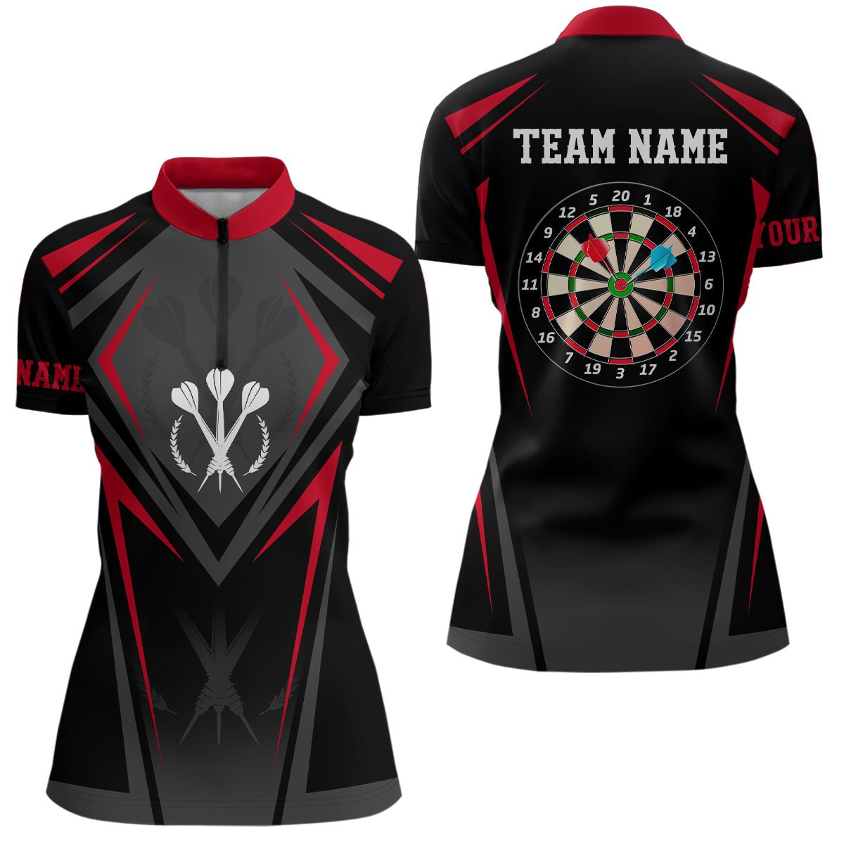 Dames Zwarte Sport 1/4 Zip Dartshirt G768