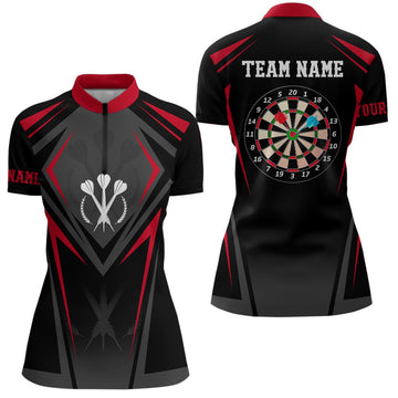 Dames Zwarte Sport 1/4 Zip Dartshirt G768