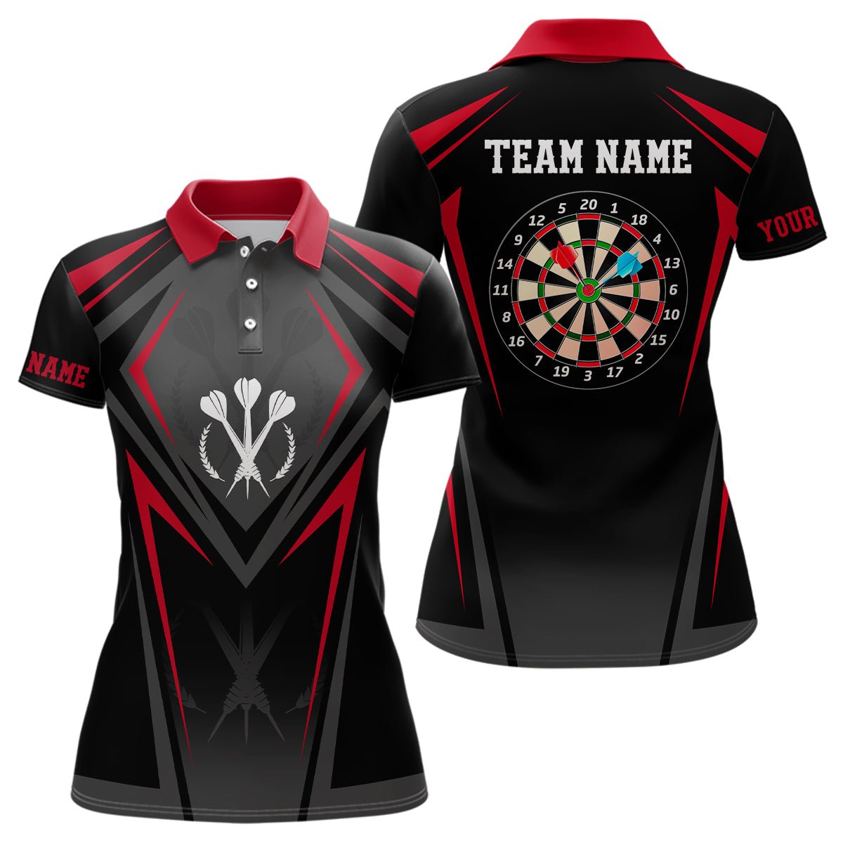 Dames Zwarte Sport Darts Polo R168
