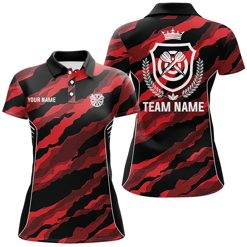 Dames Rood Camouflage Darts Poloshirt N967