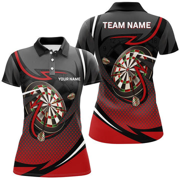 Dames Sportieve Darts Polo Shirt in Rood en Grijs L1349