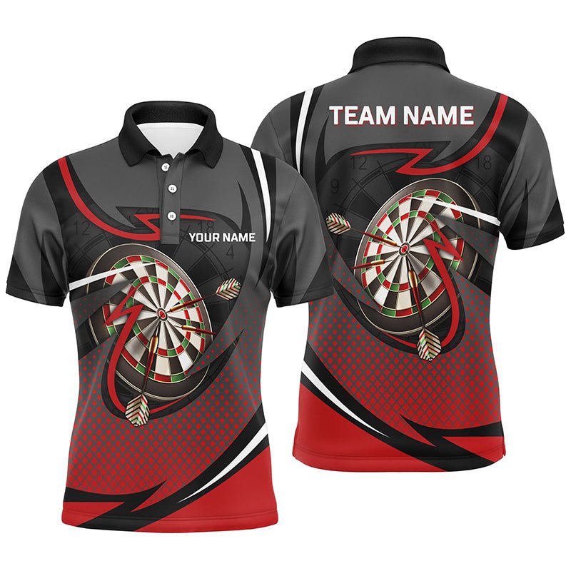 Heren Darts Poloshirt in Rood en Grijs L1349