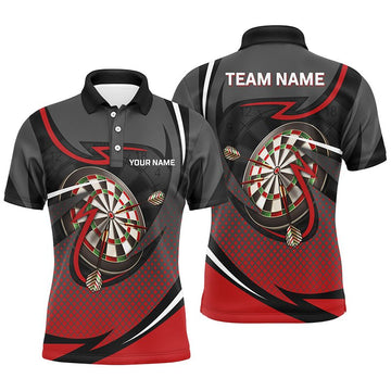 Heren Darts Poloshirt in Rood en Grijs L1349