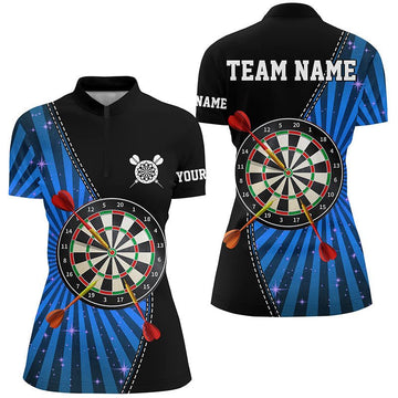 Zwarte en Blauwe Halo Darts Dames Quarter-Zip Shirt L1462