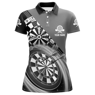 Dames Darts Poloshirt in Zwart en Grijs H713