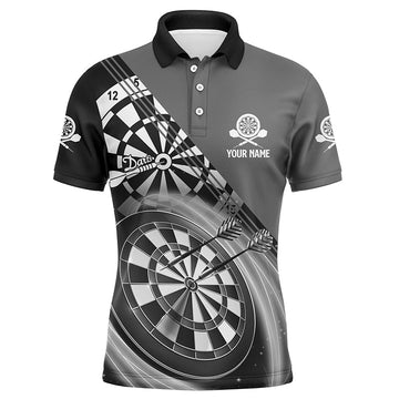 Heren Darts Poloshirt in Zwart en Grijs F821