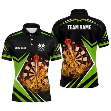 Zwart en Groen Vlam Heren Darts Poloshirt L1389
