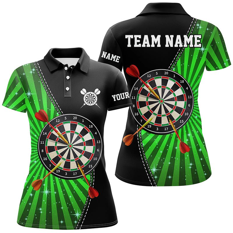 Dames Polo Jersey Halo Darts in Zwart en Groen L1463