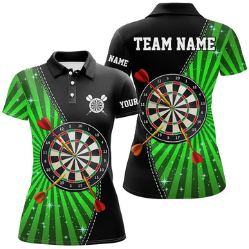 Dames Polo Jersey Halo Darts in Zwart en Groen L1463