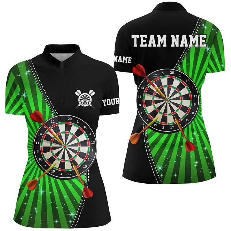 Zwarte en Groene Halo Darts Dames Quarter-Zip Shirt L1463