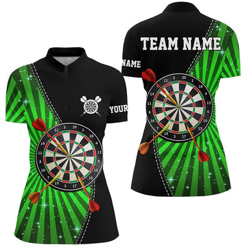 Zwarte en Groene Halo Darts Dames Quarter-Zip Shirt L1463