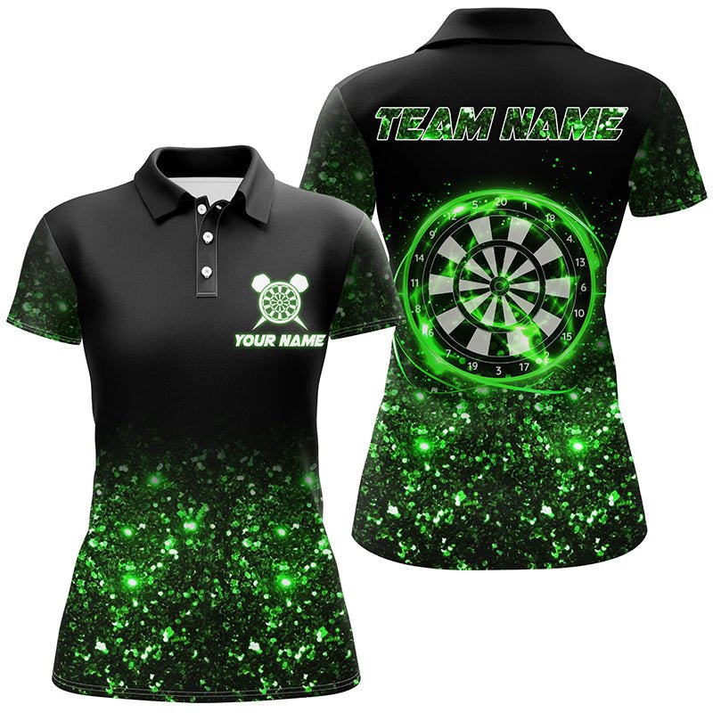 Dames Polo Shirt Darts in Zwart en Groen - Lichtgewicht L1447